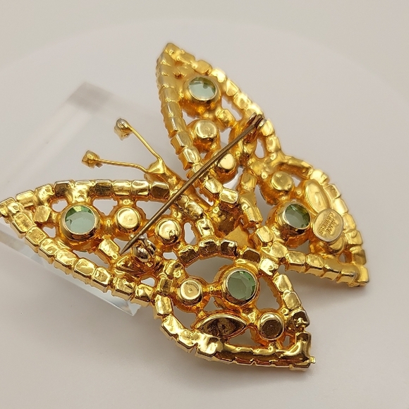 ALICE CAVINESS Green URANIUM GLASS Butterfly Vintage Glower Brooch Pin EVC - Picture 8 of 15